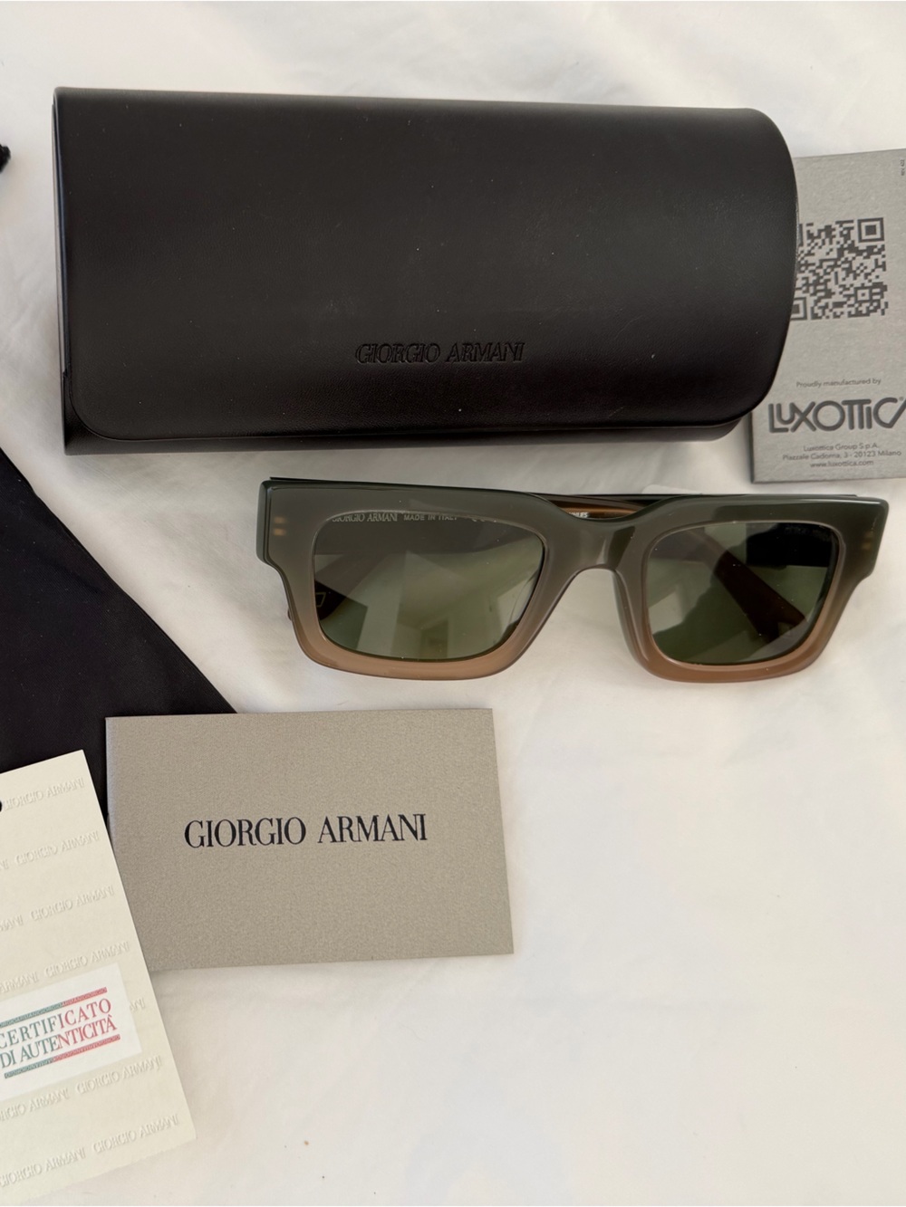 Giorgio Armani Two-Tone Green to Brown Rectangular Sunglasses